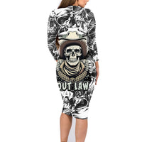 Skull Cowboy Family Matching Long Sleeve Bodycon Dress and Hawaiian Shirt Out Law - Wonder Print Shop