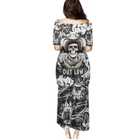 Skull Cowboy Family Matching Puletasi Dress and Hawaiian Shirt Out Law - Wonder Print Shop
