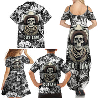 Skull Cowboy Family Matching Summer Maxi Dress and Hawaiian Shirt Out Law - Wonder Print Shop