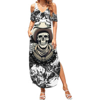 Skull Cowboy Family Matching Summer Maxi Dress and Hawaiian Shirt Out Law - Wonder Print Shop