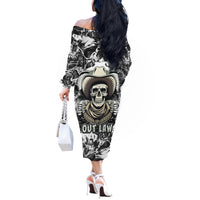 Skull Cowboy Off The Shoulder Long Sleeve Dress Out Law - Wonder Print Shop