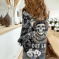 Skull Cowboy Women Casual Shirt Out Law - Wonder Print Shop