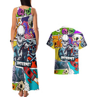 Comic Skull Couples Matching Tank Maxi Dress and Hawaiian Shirt Pop Art Cartoon Skull Funny - Wonder Print Shop