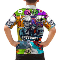 Comic Skull Kid Hawaiian Shirt Pop Art Cartoon Skull Funny - Wonder Print Shop