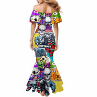 Comic Skull Mermaid Dress Pop Art Cartoon Skull Funny - Wonder Print Shop