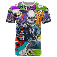 Comic Skull T Shirt Pop Art Cartoon Skull Funny - Wonder Print Shop