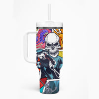 Comic Skull Tumbler With Handle Pop Art Cartoon Skull Funny - Wonder Print Shop