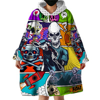 Comic Skull Wearable Blanket Hoodie Pop Art Cartoon Skull Funny - Wonder Print Shop