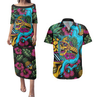 Pineapple Skull Couples Matching Puletasi Dress and Hawaiian Shirt Sumer Time - Wonder Print Shop
