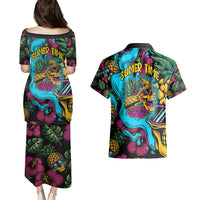 Pineapple Skull Couples Matching Puletasi Dress and Hawaiian Shirt Sumer Time - Wonder Print Shop