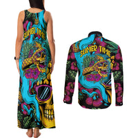 Pineapple Skull Couples Matching Tank Maxi Dress and Long Sleeve Button Shirts Sumer Time - Wonder Print Shop