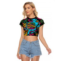 Pineapple Skull Raglan Cropped T Shirt Sumer Time - Wonder Print Shop