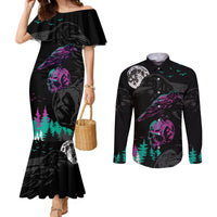 crow-skull-couples-matching-mermaid-dress-and-long-sleeve-button-shirts-my-mascot-is-the-a-crow
