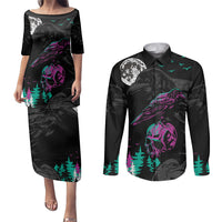Crow Skull Couples Matching Puletasi Dress and Long Sleeve Button Shirts My Mascot Is The A Crow - Wonder Print Shop