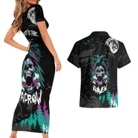 Crow Skull Couples Matching Short Sleeve Bodycon Dress and Hawaiian Shirt My Mascot Is The A Crow - Wonder Print Shop