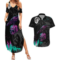 Crow Skull Couples Matching Summer Maxi Dress and Hawaiian Shirt My Mascot Is The A Crow - Wonder Print Shop