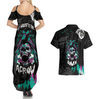 Crow Skull Couples Matching Summer Maxi Dress and Hawaiian Shirt My Mascot Is The A Crow - Wonder Print Shop