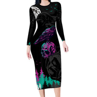 Crow Skull Long Sleeve Bodycon Dress My Mascot Is The A Crow - Wonder Print Shop