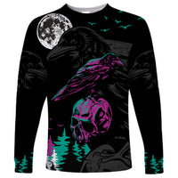 Crow Skull Long Sleeve Shirt My Mascot Is The A Crow - Wonder Print Shop