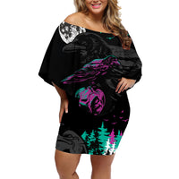 Crow Skull Off Shoulder Short Dress My Mascot Is The A Crow - Wonder Print Shop