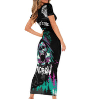 Crow Skull Short Sleeve Bodycon Dress My Mascot Is The A Crow - Wonder Print Shop
