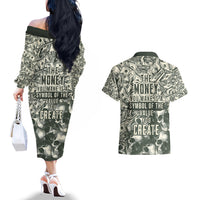 Skull Money Couples Matching Off The Shoulder Long Sleeve Dress and Hawaiian Shirt The Money You Make Is A Symbol - Wonder Print Shop
