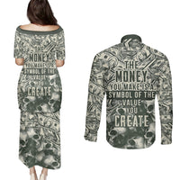 Skull Money Couples Matching Puletasi Dress and Long Sleeve Button Shirts The Money You Make Is A Symbol - Wonder Print Shop