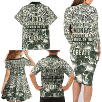 Skull Money Family Matching Long Sleeve Bodycon Dress and Hawaiian Shirt The Money You Make Is A Symbol - Wonder Print Shop