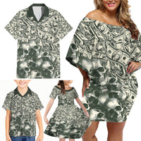 Skull Money Family Matching Off Shoulder Short Dress and Hawaiian Shirt The Money You Make Is A Symbol - Wonder Print Shop