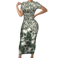 Skull Money Family Matching Short Sleeve Bodycon Dress and Hawaiian Shirt The Money You Make Is A Symbol - Wonder Print Shop