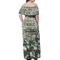 Skull Money Off Shoulder Maxi Dress The Money You Make Is A Symbol - Wonder Print Shop