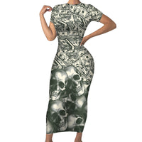 Skull Money Short Sleeve Bodycon Dress The Money You Make Is A Symbol - Wonder Print Shop
