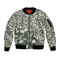 Skull Money Sleeve Zip Bomber Jacket The Money You Make Is A Symbol - Wonder Print Shop