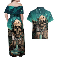 Skull Hunt Couples Matching Off Shoulder Maxi Dress and Hawaiian Shirt The Best Kine Of Raiser A Hunting - Wonder Print Shop