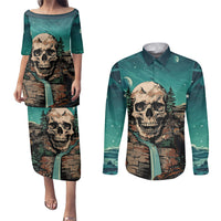 Skull Hunt Couples Matching Puletasi Dress and Long Sleeve Button Shirts The Best Kine Of Raiser A Hunting - Wonder Print Shop