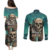 Skull Hunt Couples Matching Puletasi Dress and Long Sleeve Button Shirts The Best Kine Of Raiser A Hunting - Wonder Print Shop