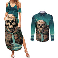 Skull Hunt Couples Matching Summer Maxi Dress and Long Sleeve Button Shirts The Best Kine Of Raiser A Hunting - Wonder Print Shop