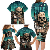 Skull Hunt Family Matching Long Sleeve Bodycon Dress and Hawaiian Shirt The Best Kine Of Raiser A Hunting - Wonder Print Shop