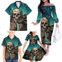 Skull Hunt Family Matching Off Shoulder Long Sleeve Dress and Hawaiian Shirt The Best Kine Of Raiser A Hunting - Wonder Print Shop