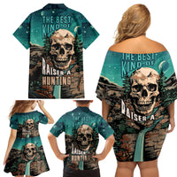Skull Hunt Family Matching Off Shoulder Short Dress and Hawaiian Shirt The Best Kine Of Raiser A Hunting - Wonder Print Shop