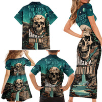 Skull Hunt Family Matching Short Sleeve Bodycon Dress and Hawaiian Shirt The Best Kine Of Raiser A Hunting - Wonder Print Shop