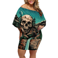 Skull Hunt Off Shoulder Short Dress The Best Kine Of Raiser A Hunting - Wonder Print Shop