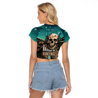 Skull Hunt Raglan Cropped T Shirt The Best Kine Of Raiser A Hunting - Wonder Print Shop