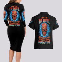 I Can't Go To Hell Thunder Skull Couples Matching Long Sleeve Bodycon Dress and Hawaiian Shirt - Wonder Print Shop