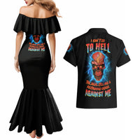 I Can't Go To Hell Thunder Skull Couples Matching Mermaid Dress and Hawaiian Shirt - Wonder Print Shop