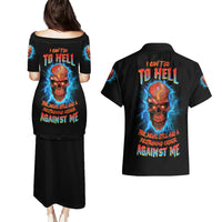 I Can't Go To Hell Thunder Skull Couples Matching Puletasi Dress and Hawaiian Shirt - Wonder Print Shop