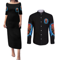 I Can't Go To Hell Thunder Skull Couples Matching Puletasi Dress and Long Sleeve Button Shirt - Wonder Print Shop