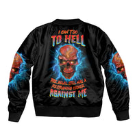 I Can't Go To Hell Thunder Skull Sleeve Zip Bomber Jacket - Wonder Print Shop