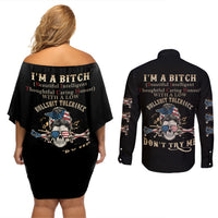 I'm A B Don't Try Me Couples Matching Off Shoulder Short Dress and Long Sleeve Button Shirt - Wonder Print Shop