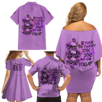 Stuck Between Idk Idc And Idgaf Family Matching Off Shoulder Short Dress and Hawaiian Shirt - Wonder Print Shop